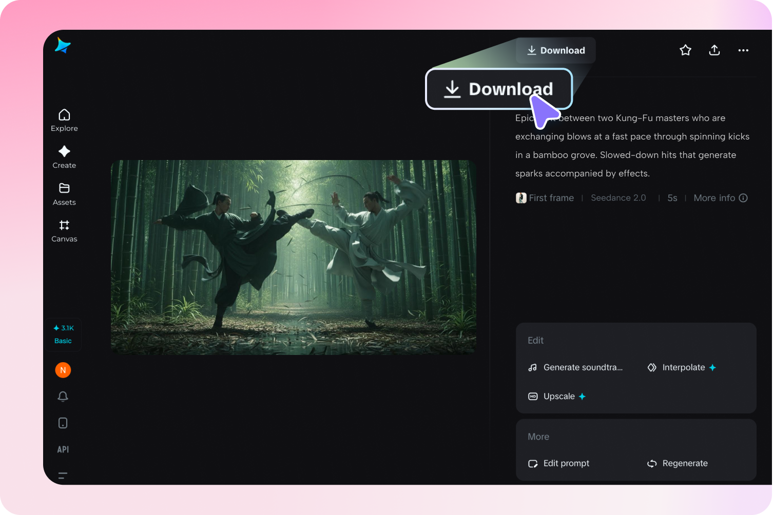  Scarica il risultato del video di AI kung fu