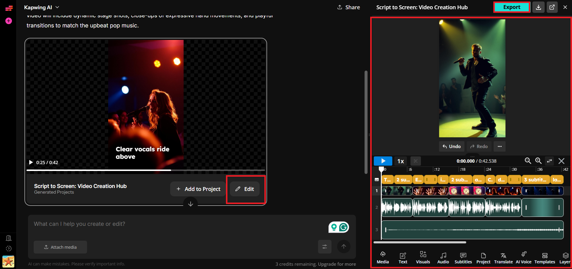 Edit and export your video