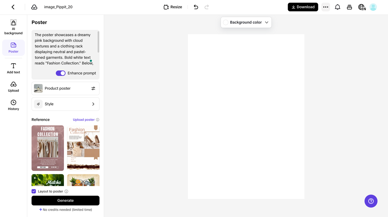 Generate your poster with prompts