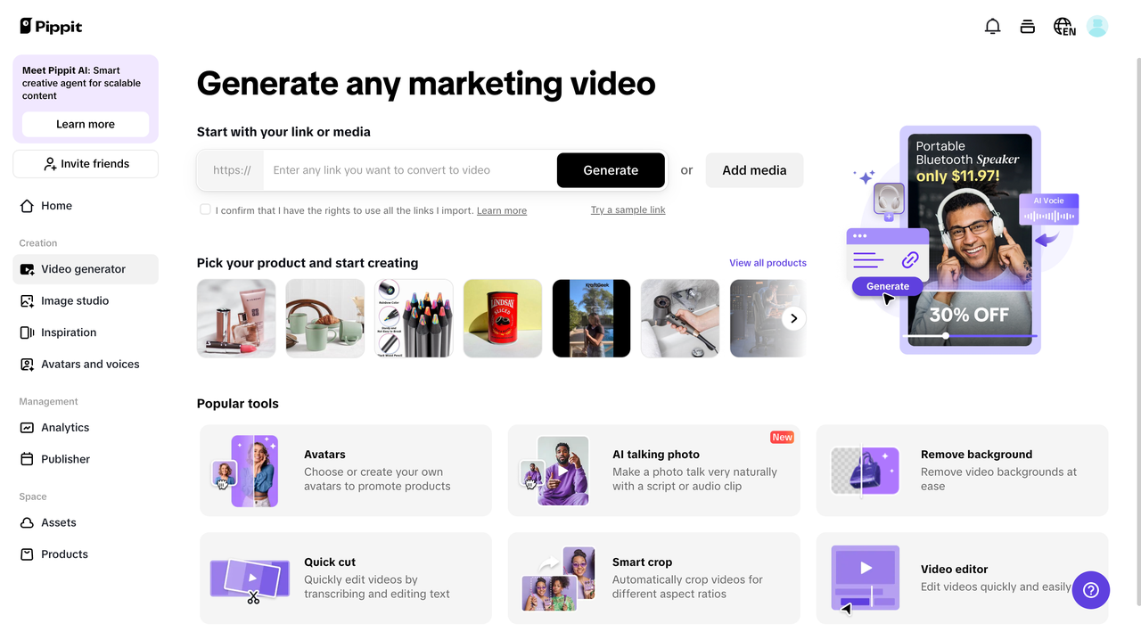 Upload product links and media