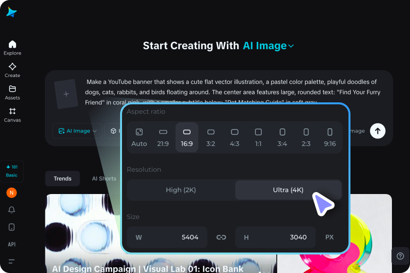 select an image model to generate a YouTube banner photo