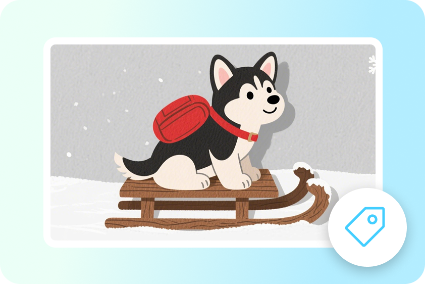 Custom dog clip art for unique brand identity.