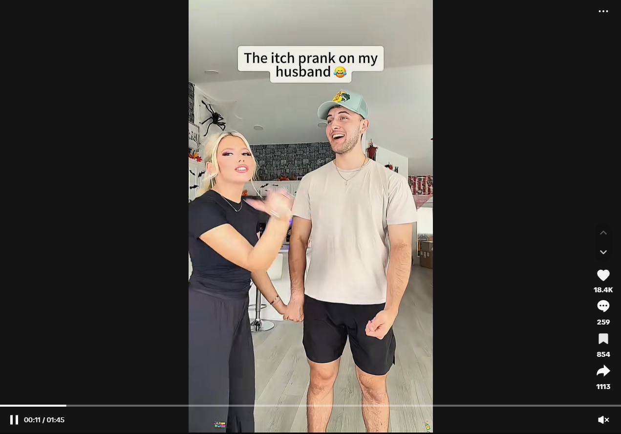 Playful prank reaction on TikTok