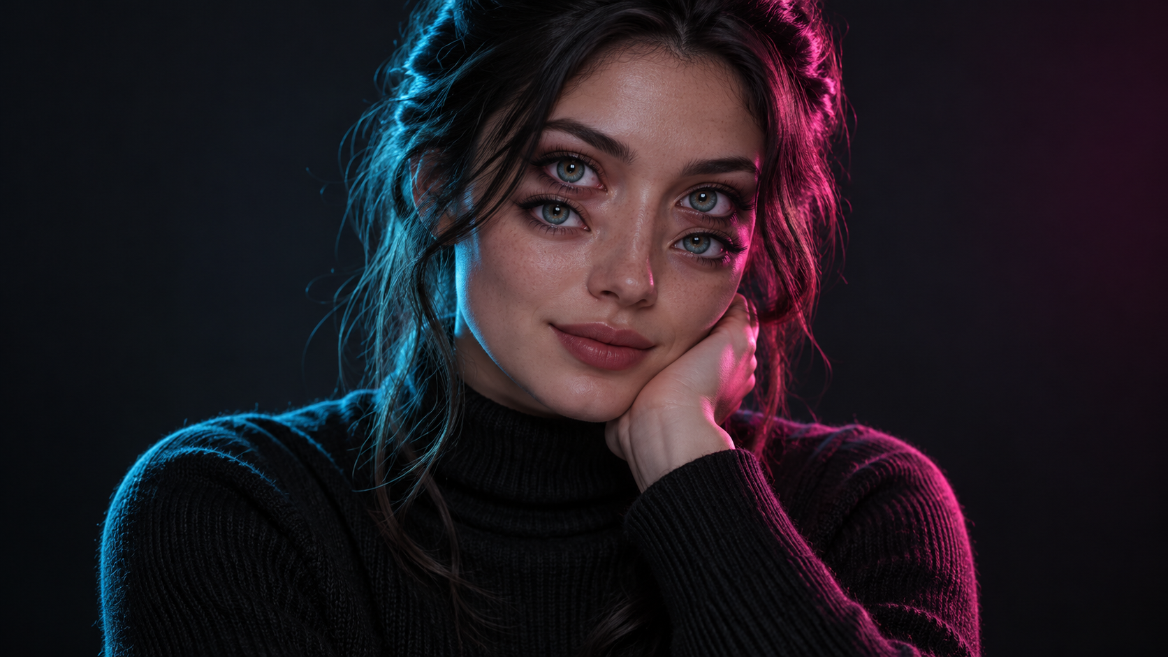 Graphic Neon Four-Eye Effect example for 4 eye TikTok trend