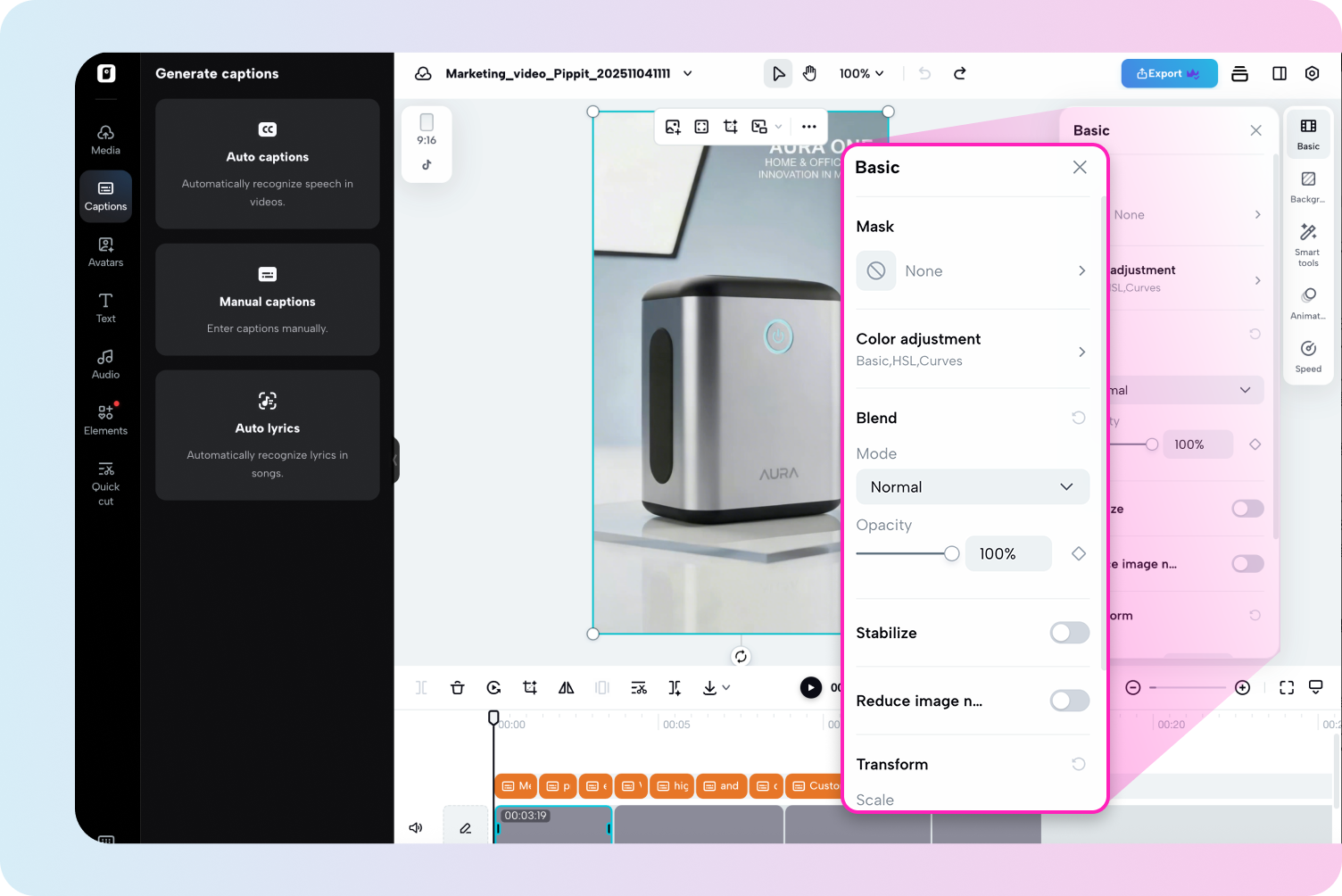 Customize the video