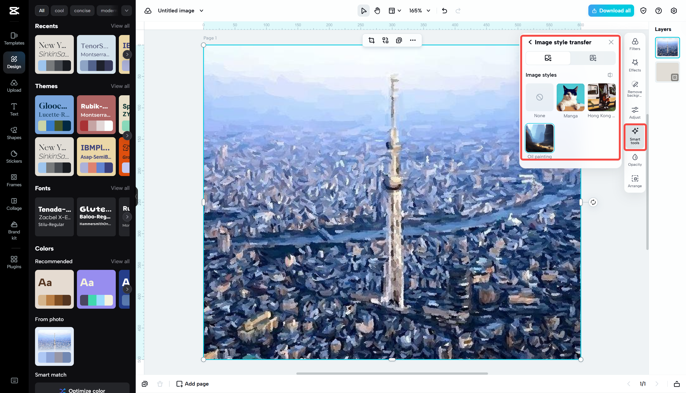 Downloading the image from CapCut Web