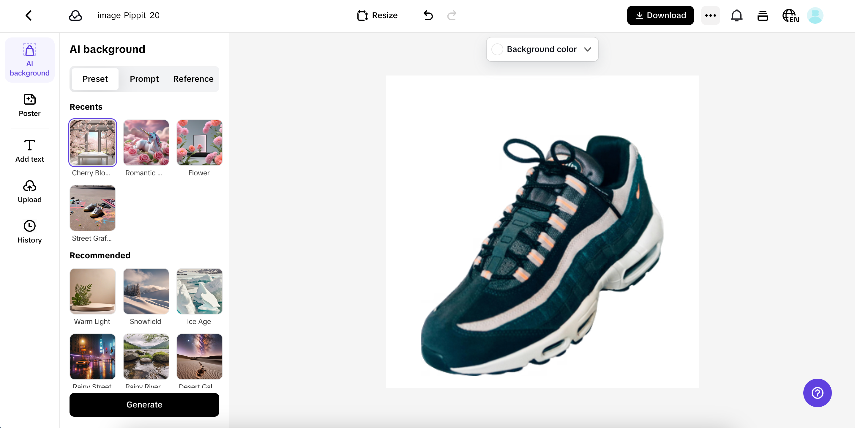 Bumuo ng background ng larawan ng produkto