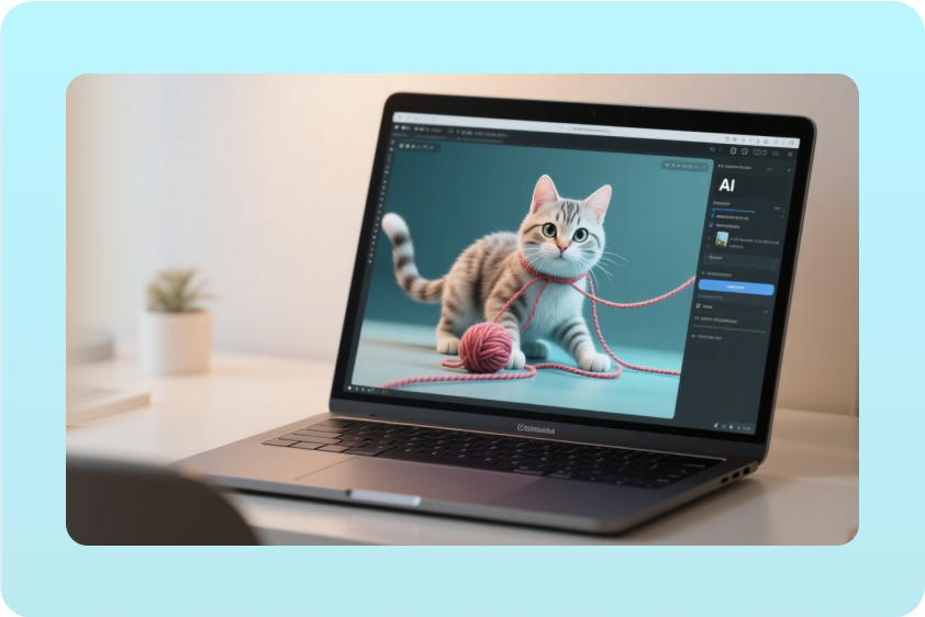 crie um vídeo de gato com IA