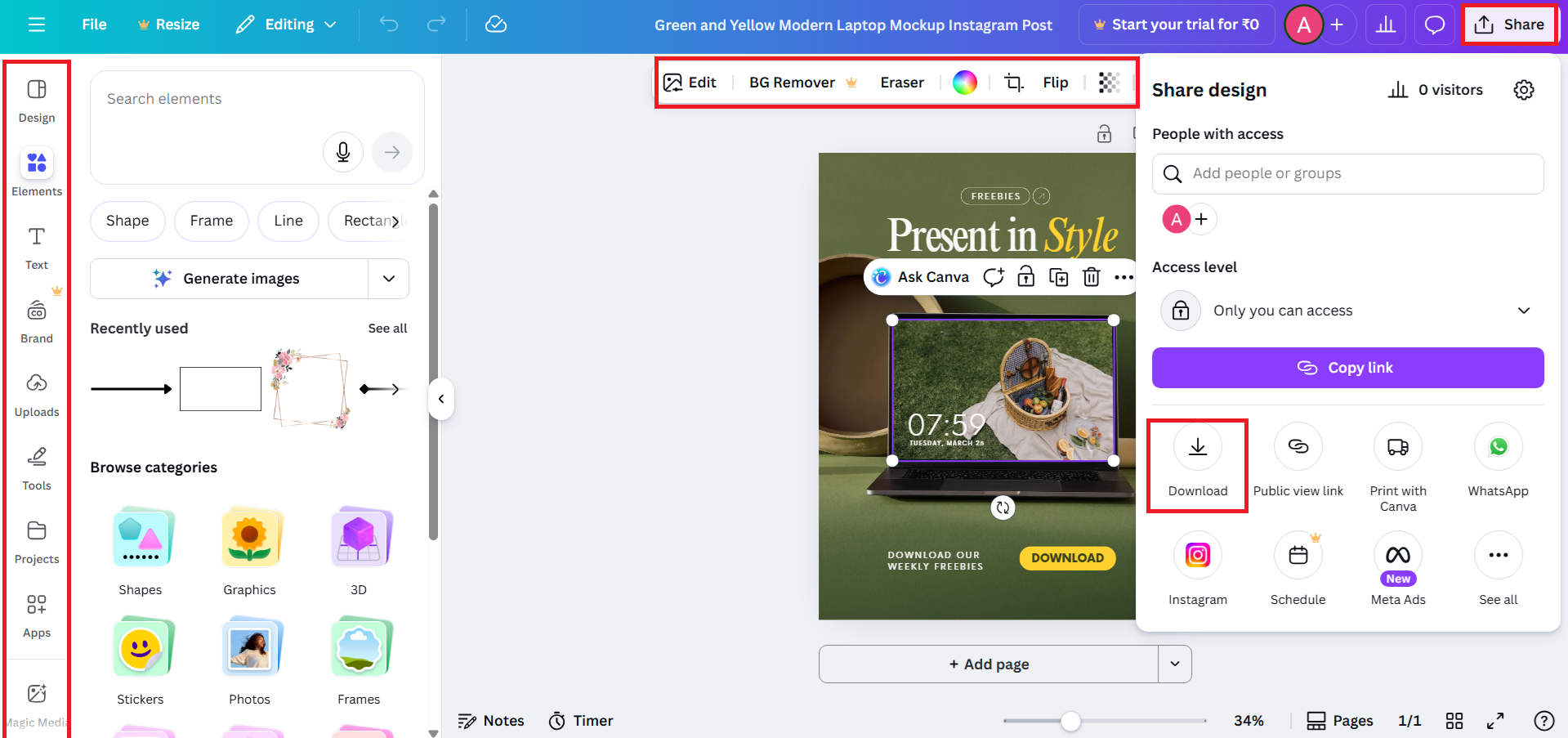 Tasarımı rafine edin ve maketi indirin