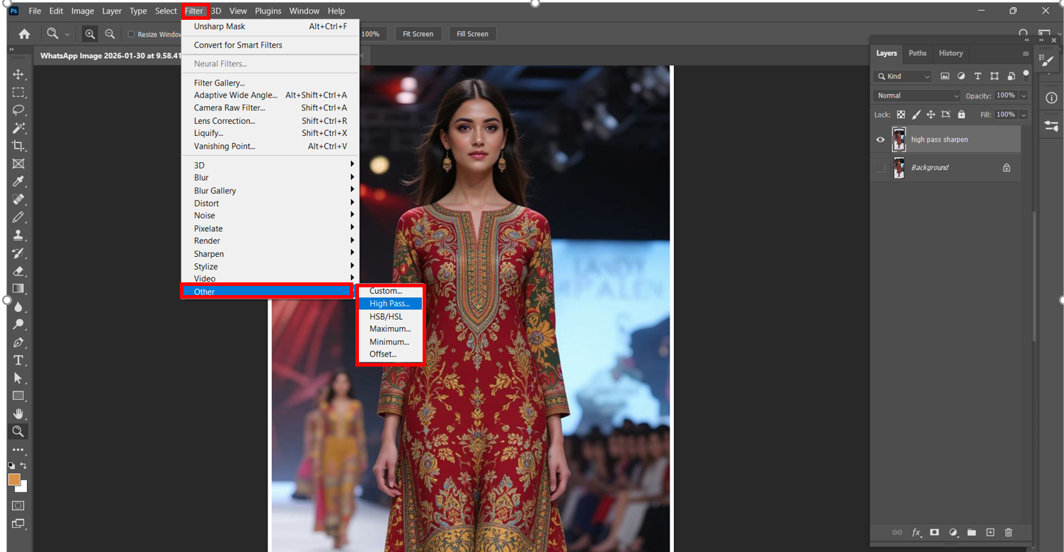 حدد "High Pass Sharpen"