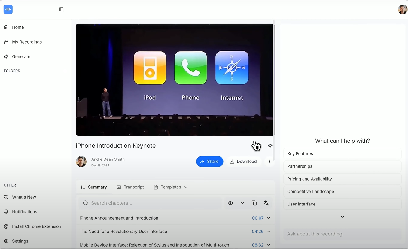 Interface of NoteGPT - one of the best AI video note taker