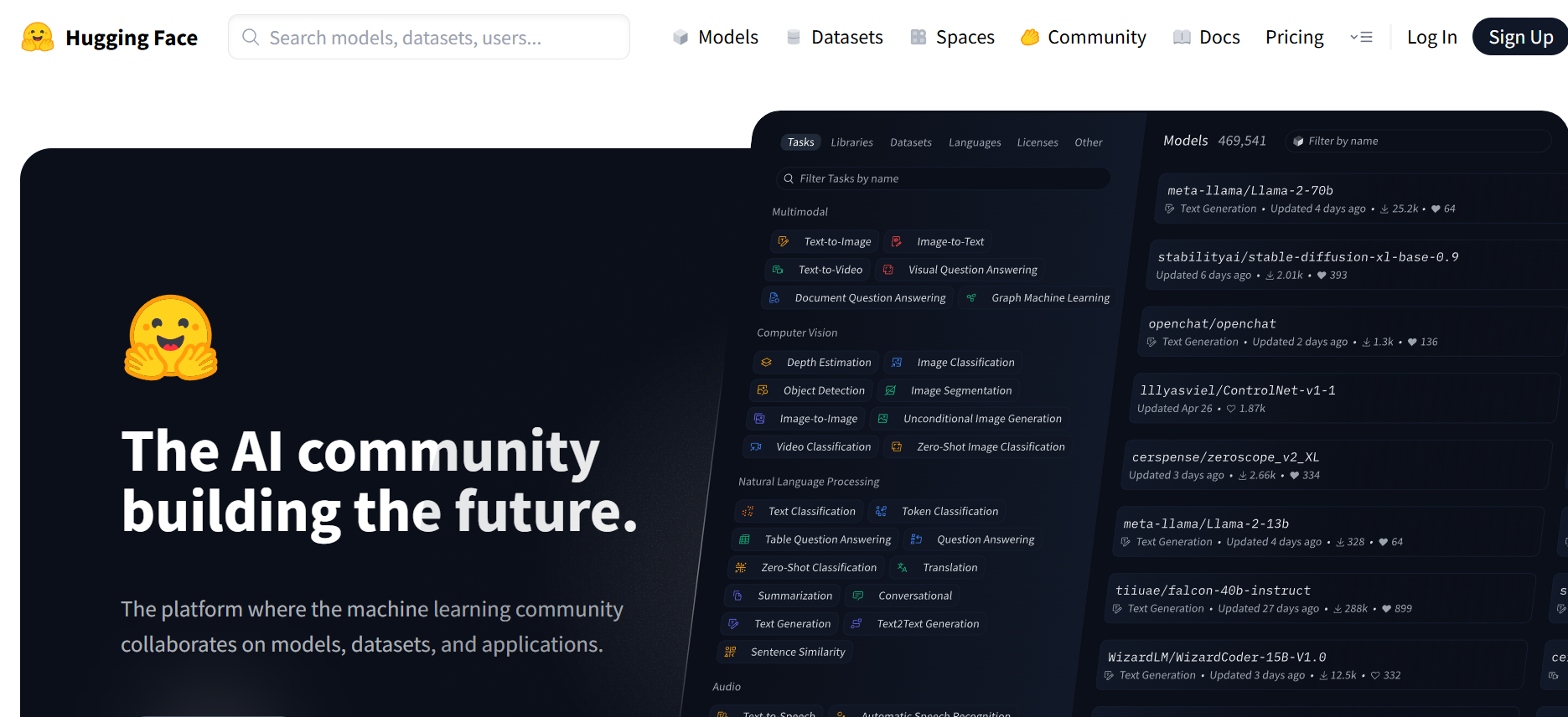 Hugging face homepage