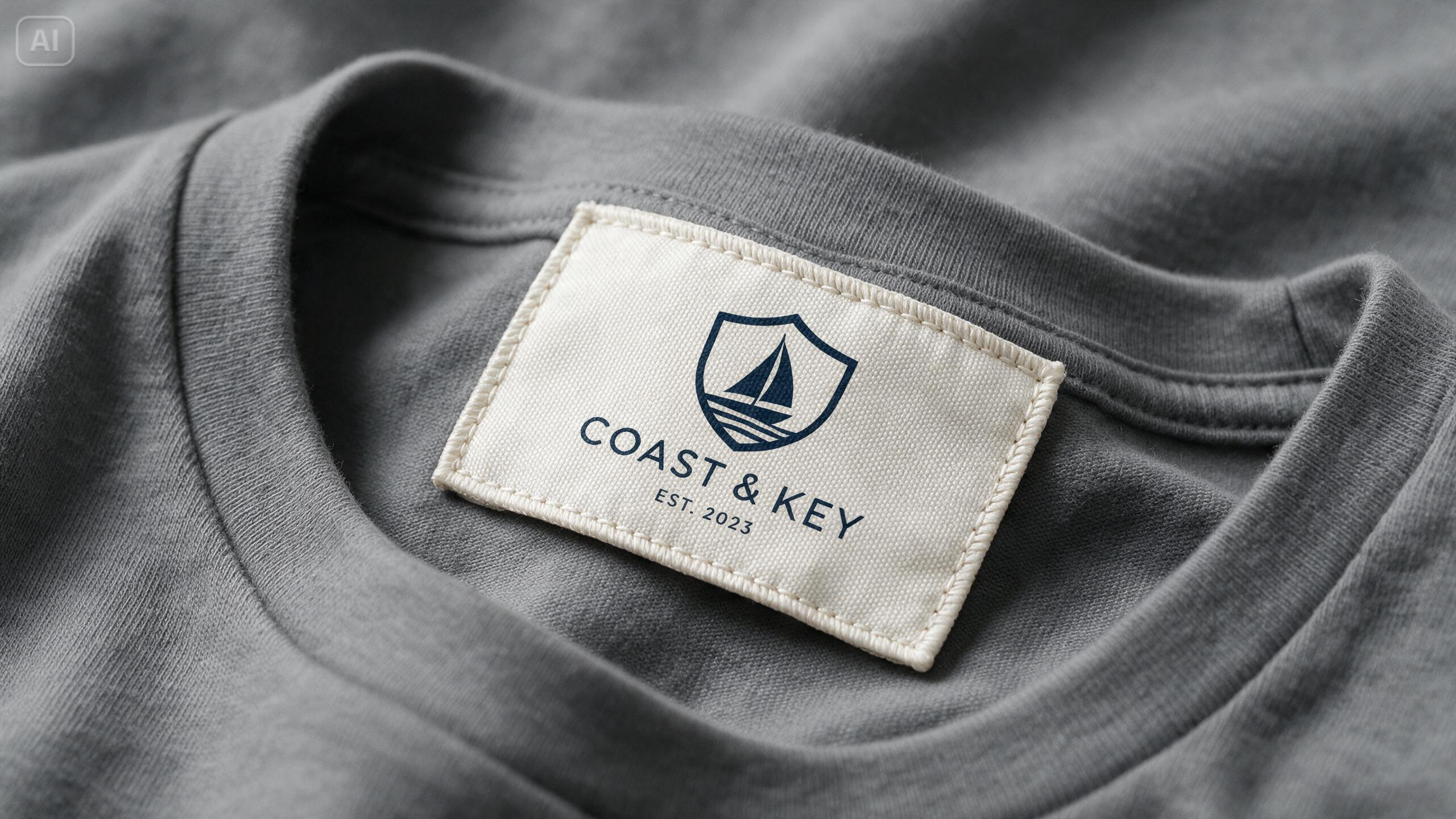 Prompt for a woven neck label on a T-shirt