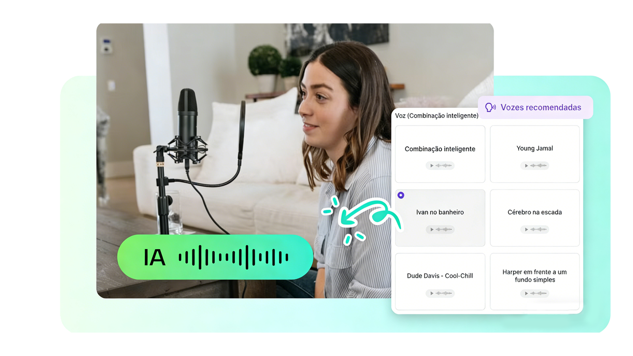 Gerador de voz com IA para narração personalizada de produtos