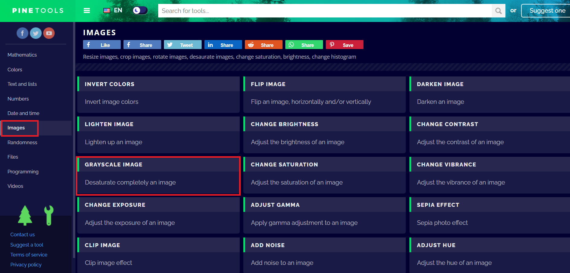 Abra a ferramenta de imagem em tons de cinza