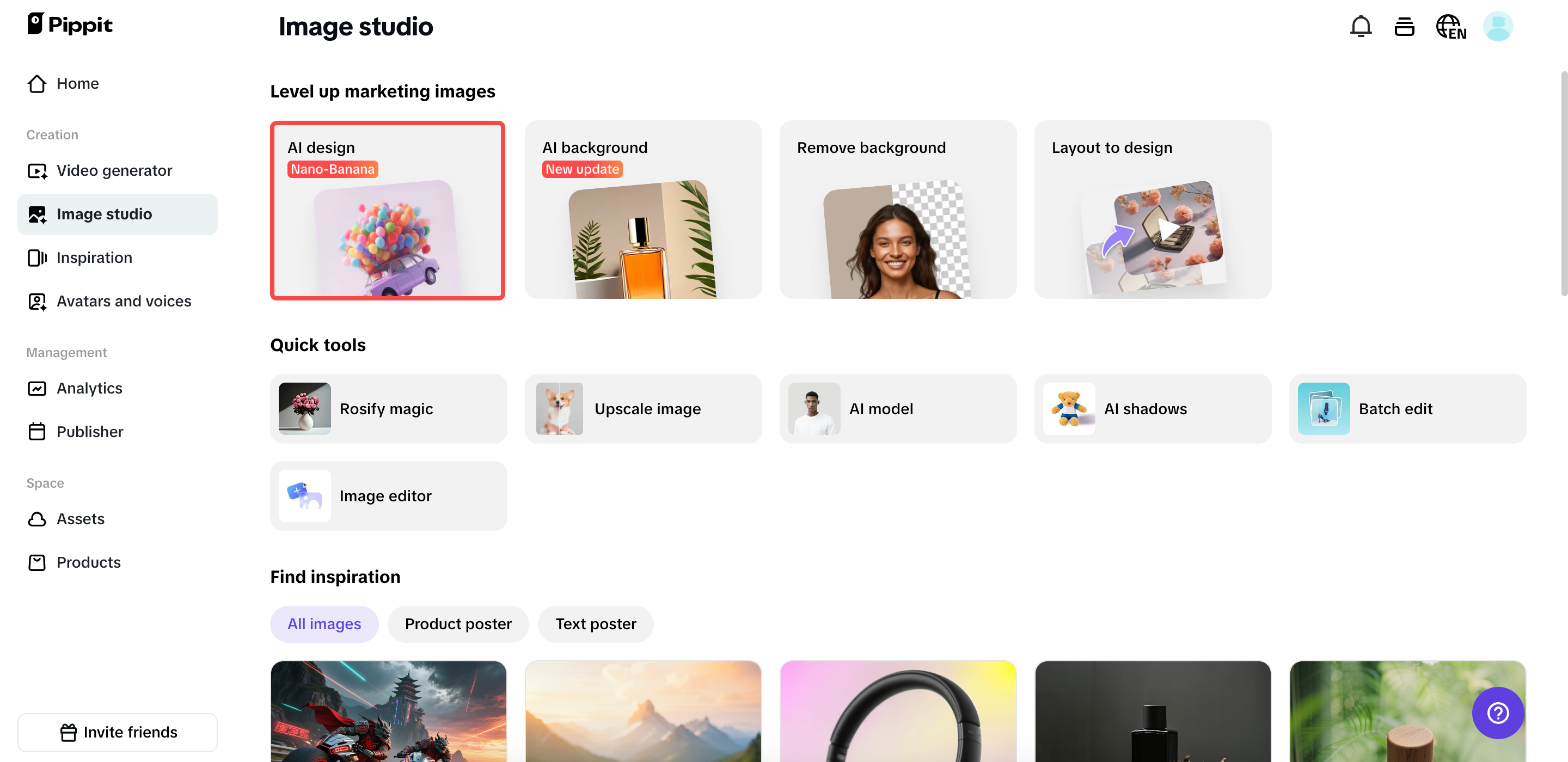 Click "AI design" to start