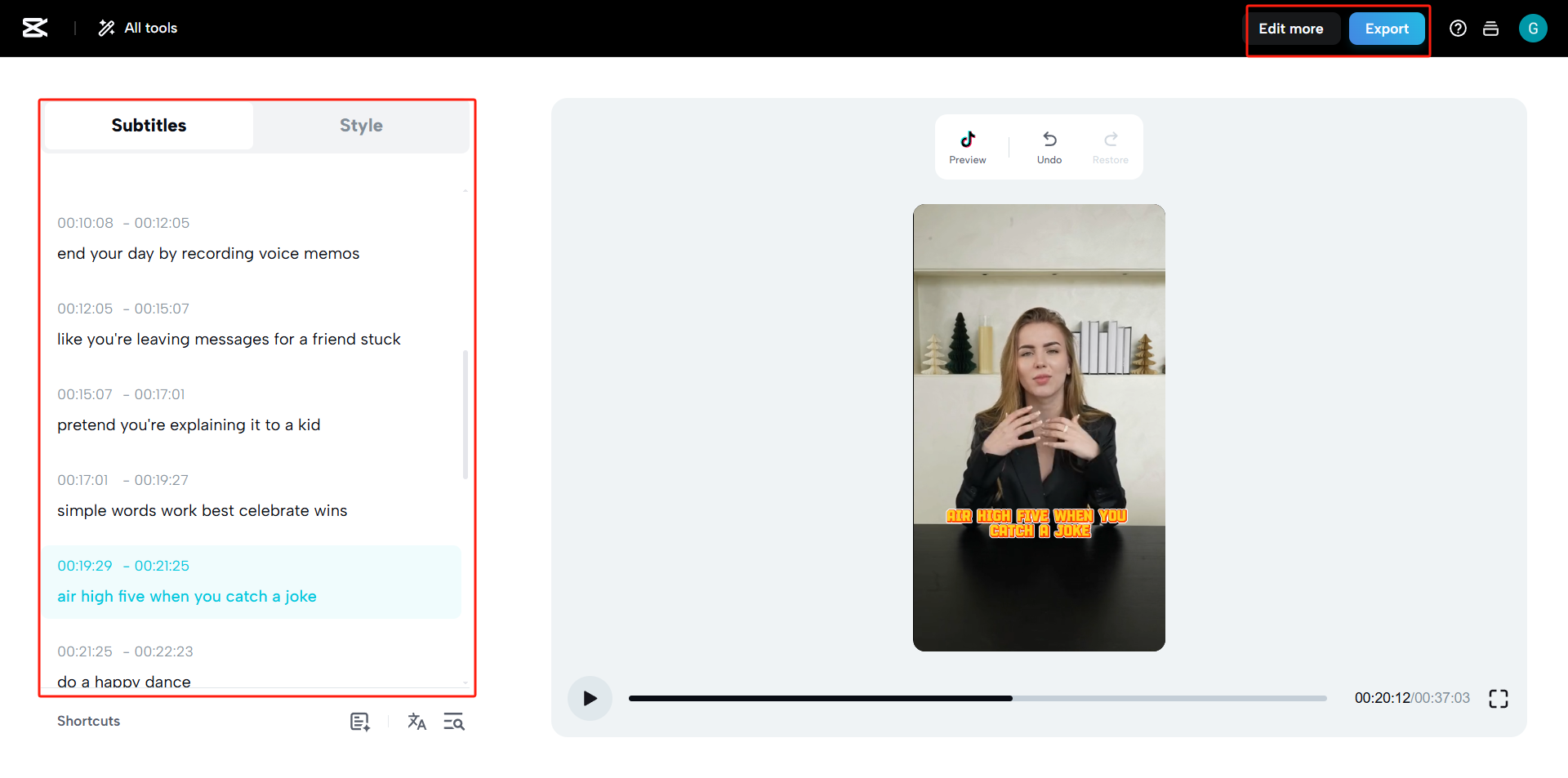 Export or enhace video further