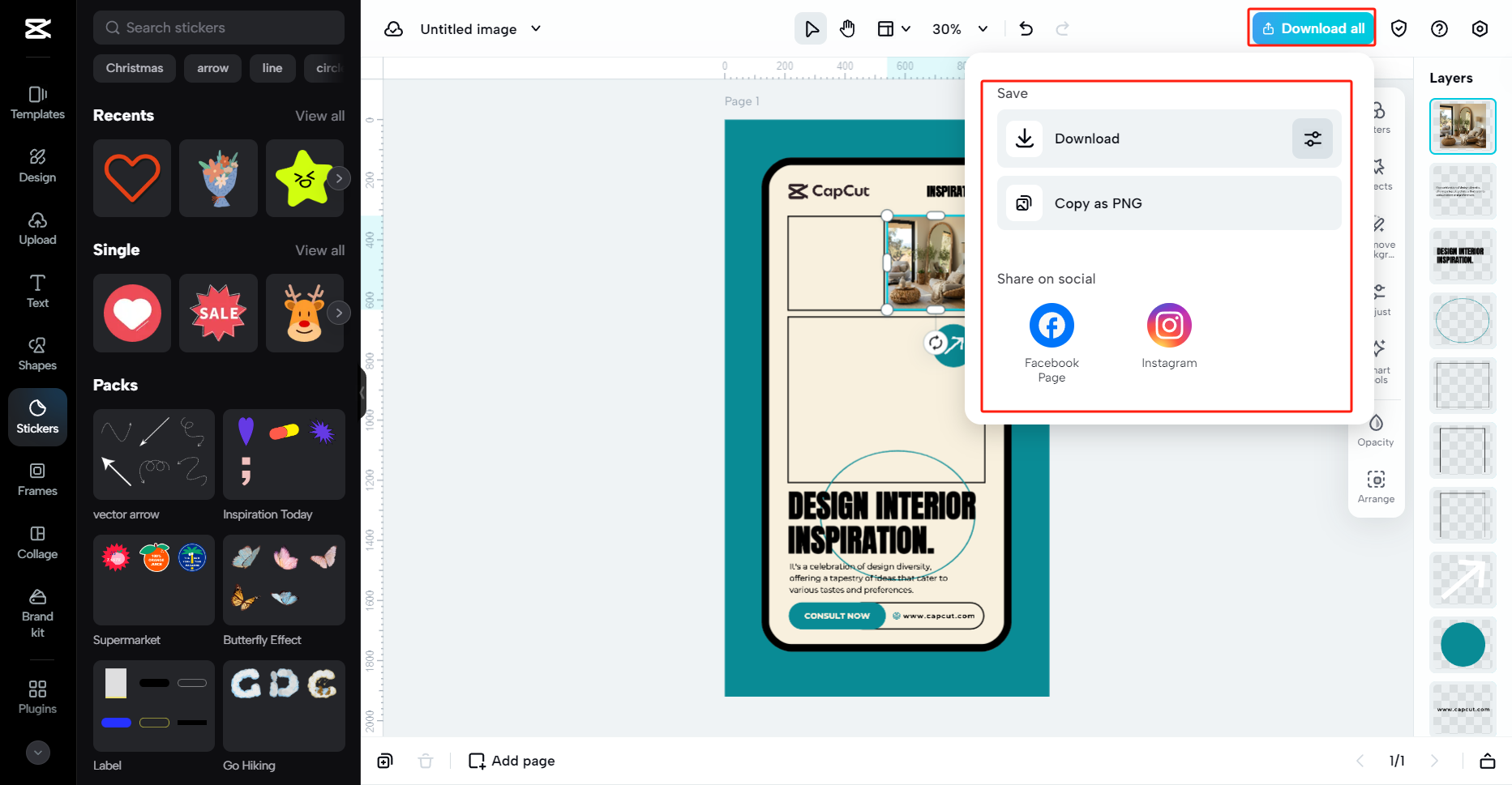 Export your edited inspiration board