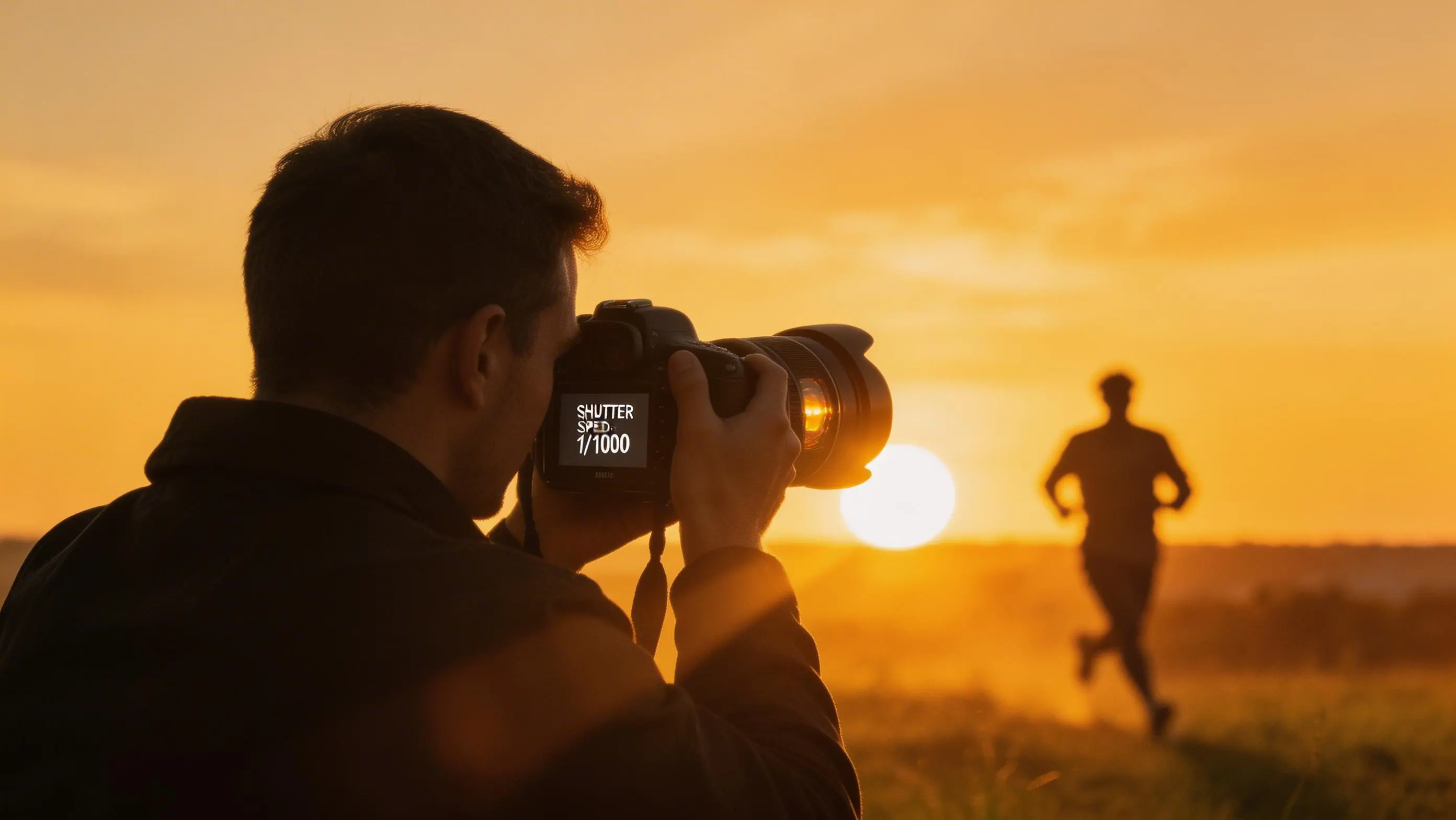 Photographer capturing motion during golden hour