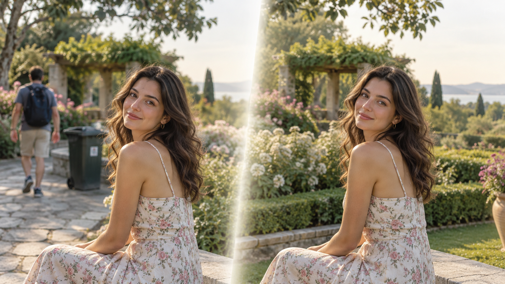 Garden Portrait With Distractions Removed example for apple photo editor