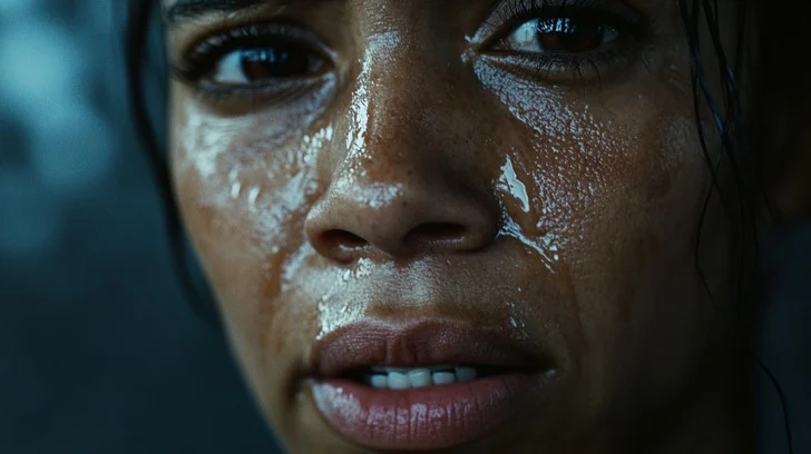 Close-up portrait showing clear emotion and facial detail