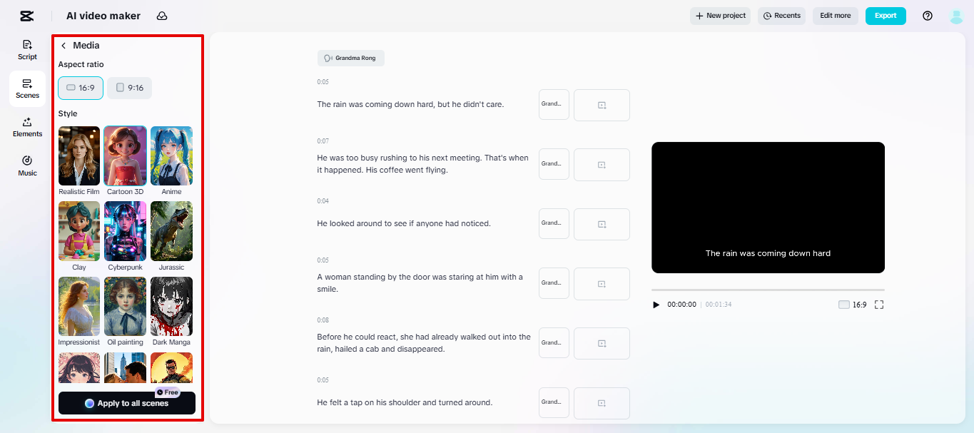 Generating media in CapCut Web