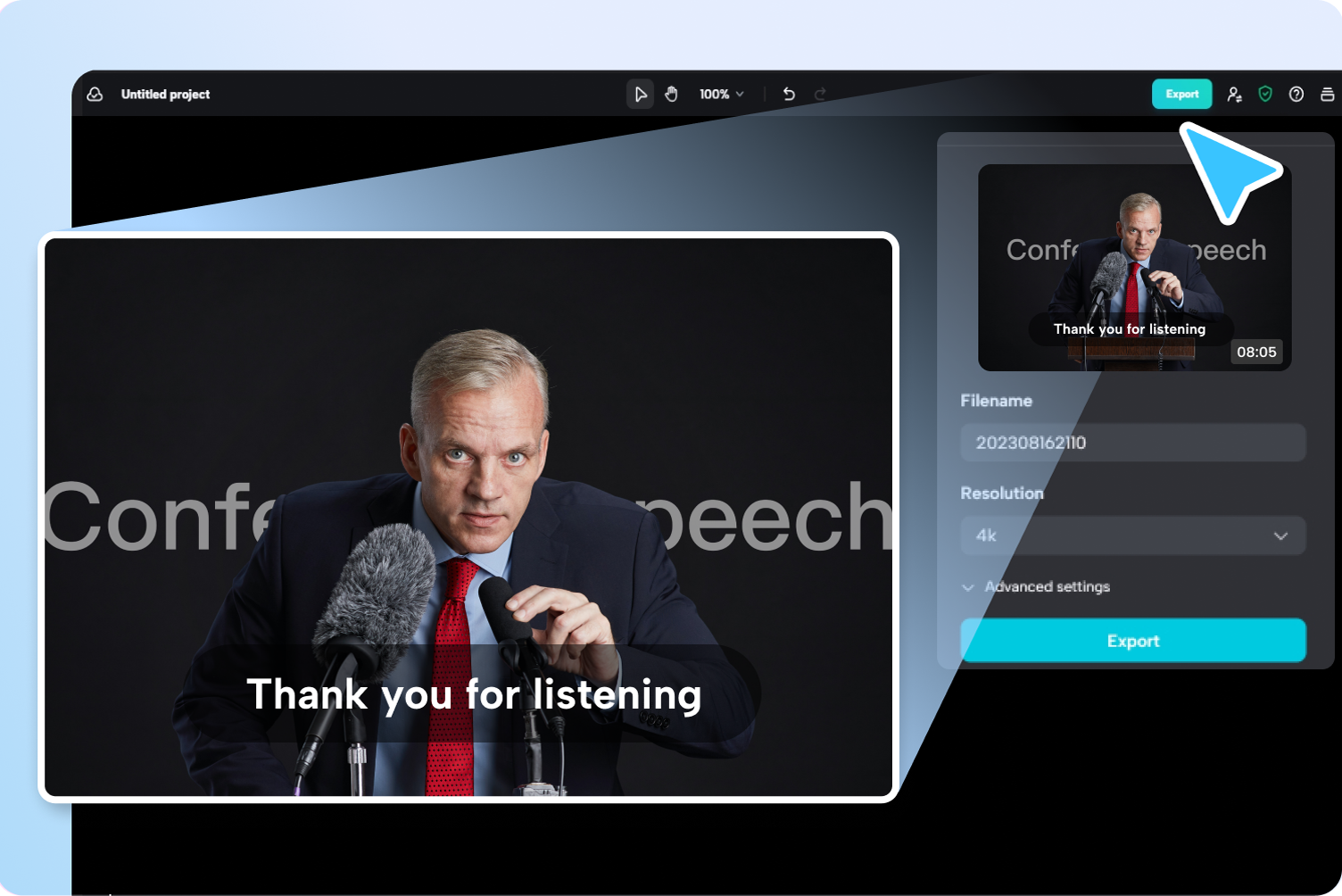 Adım 3: Çevrilen videoyu veya sesi dışa aktarın