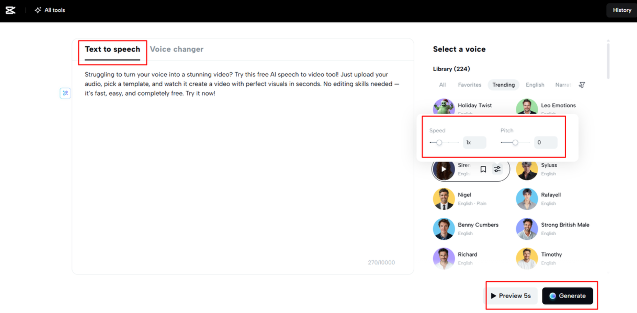 CapCut Web에서 텍스트를 음성으로 변환하기