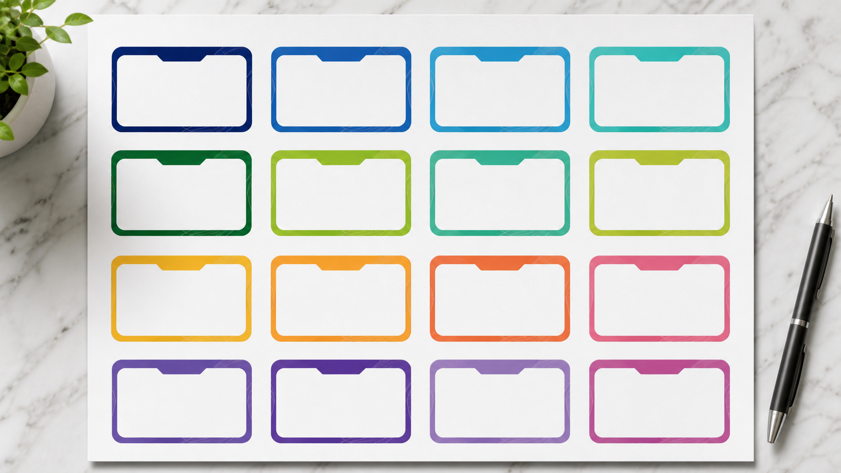 Bunte Party Name Tags Prompt Beispiel