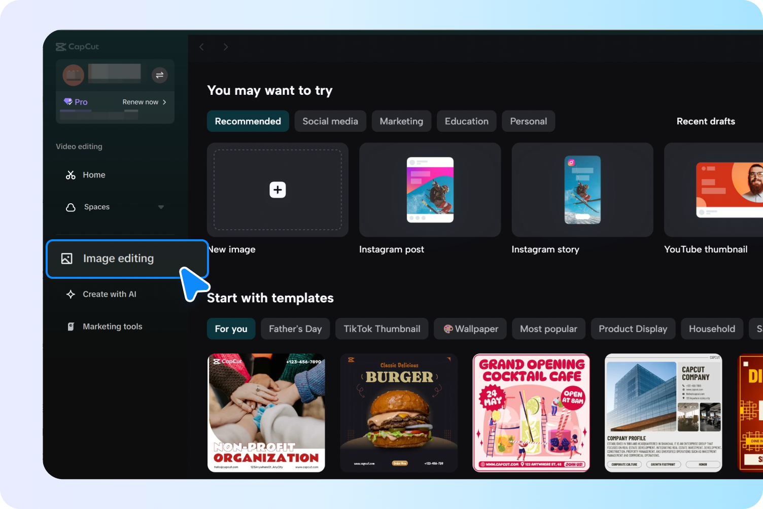 Ang tampok na Ahente ng disenyo ng CapCut