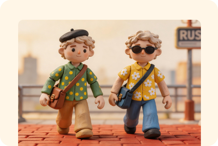 Claymation style branding visuals