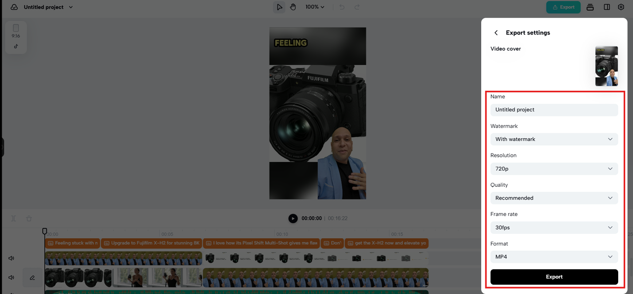 Export in high quality