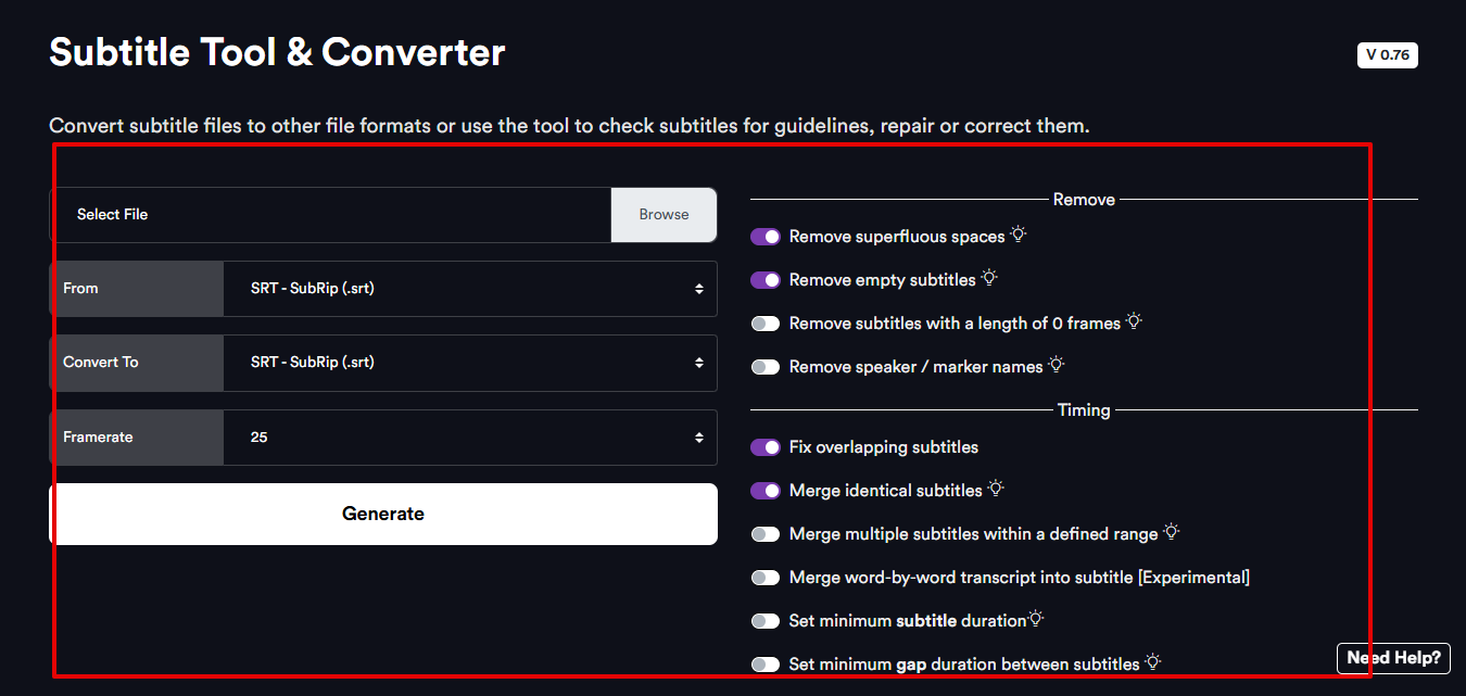 EditingTools.io subtitle converter