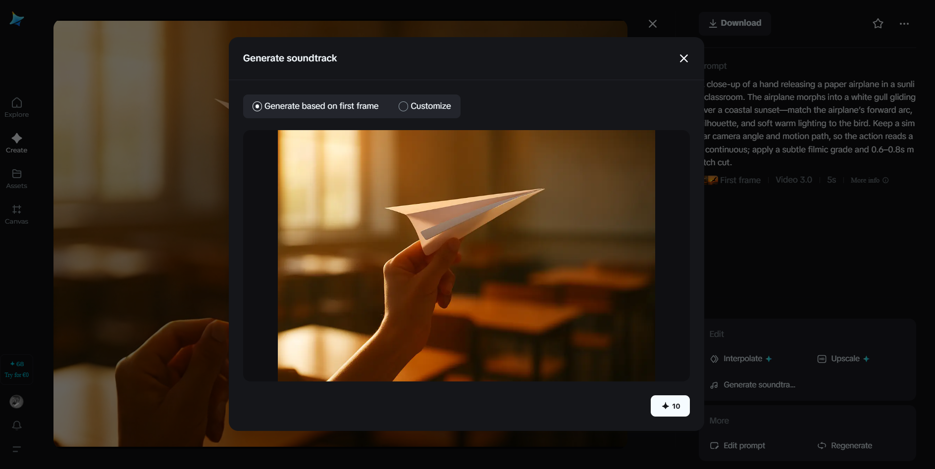Dreamina match cut AI soundtrack generator