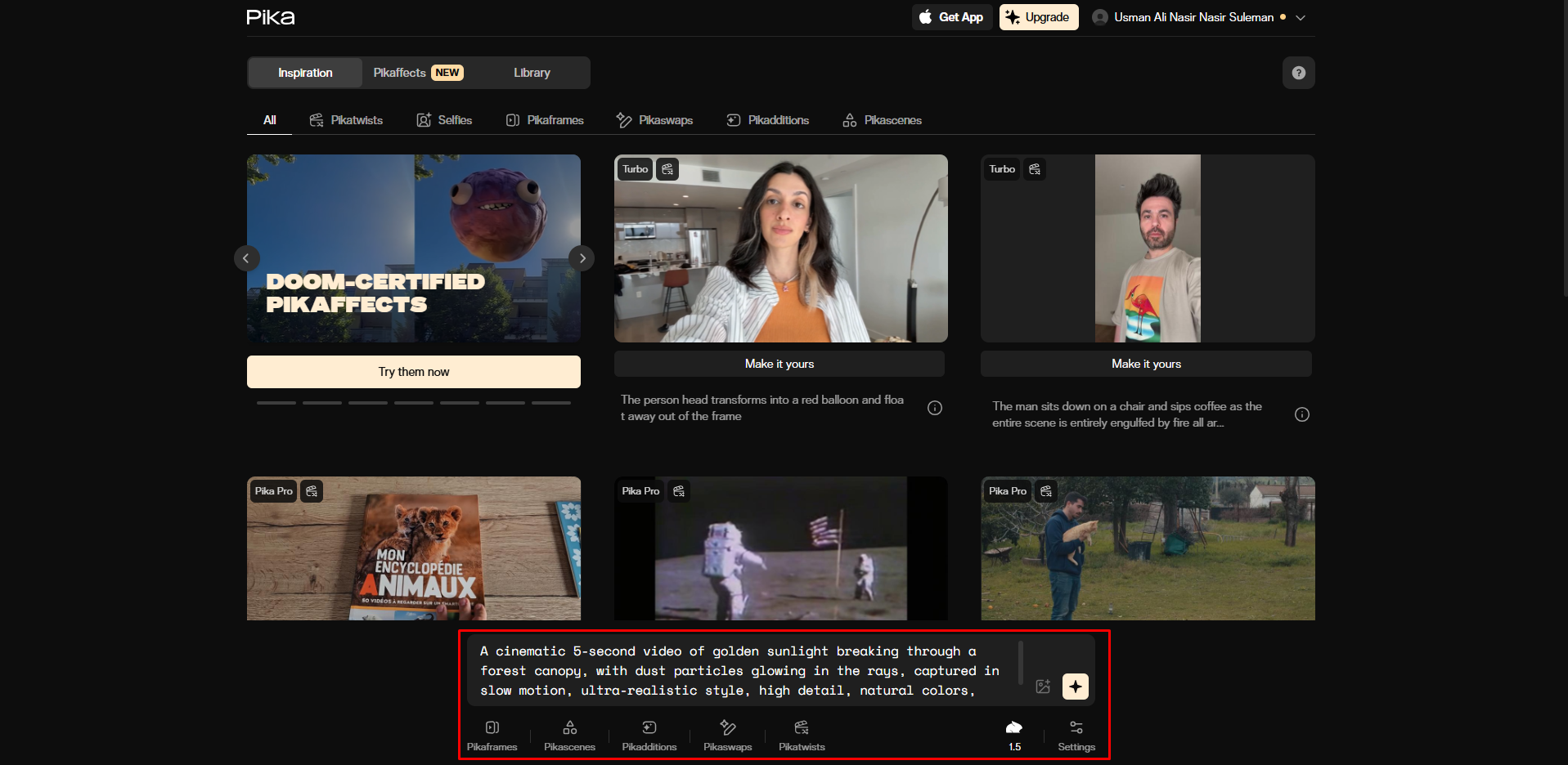 Menulis arahan kreatif dalam penjana video Pika AI