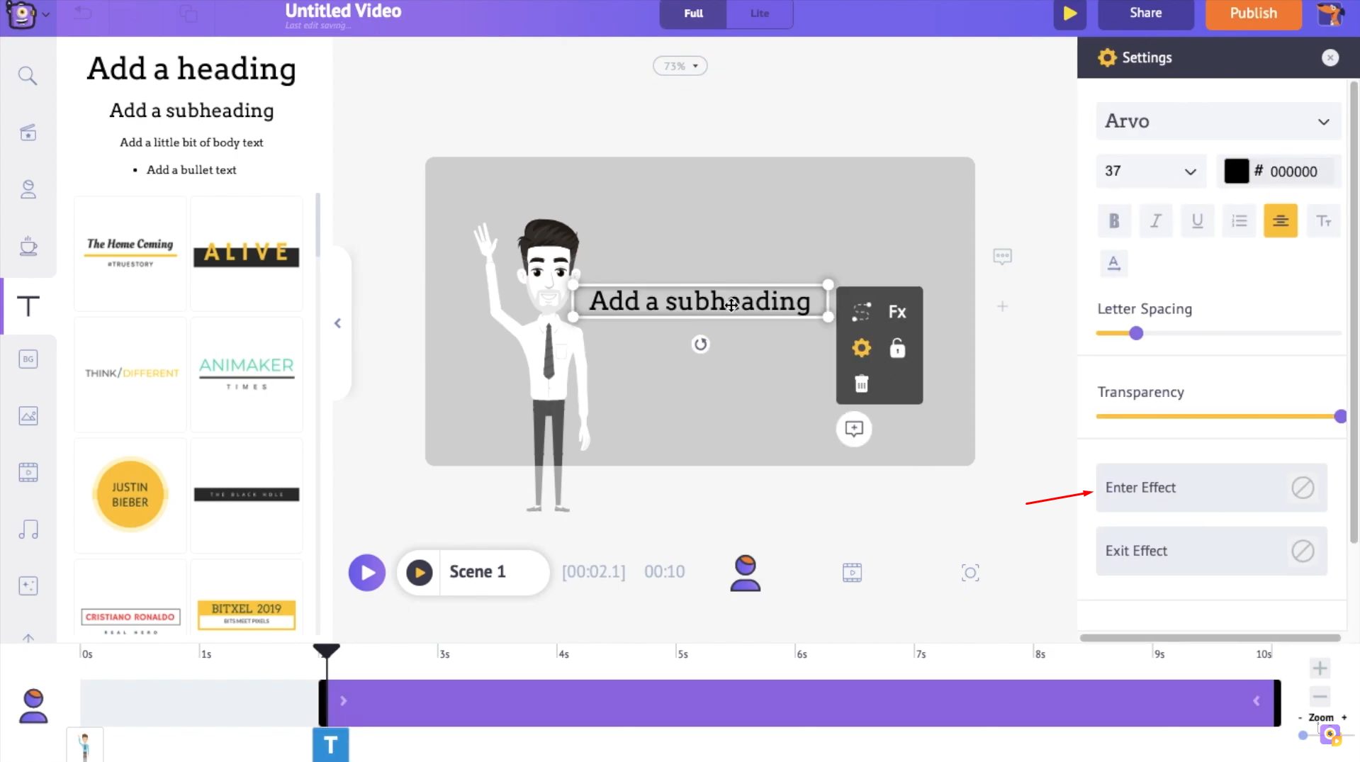 ALT Text: Apply the hand-drawn animation effect to text in Animaker