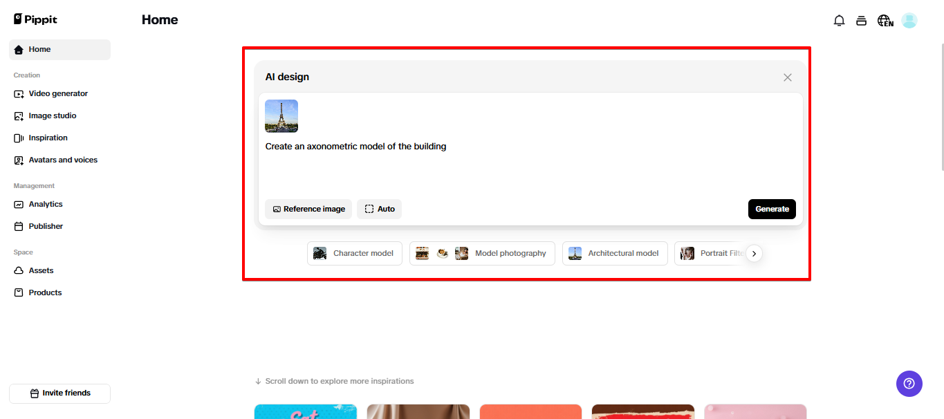 AI design tool in Pippit