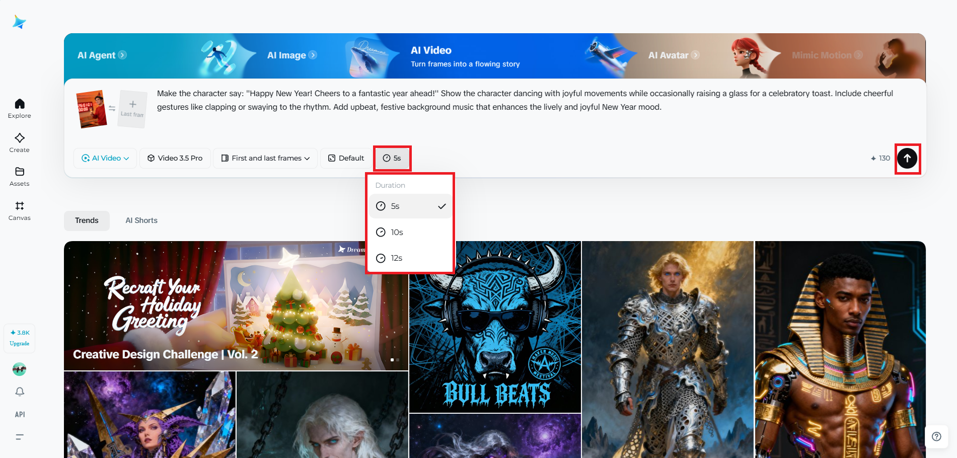 Set video duration and generate