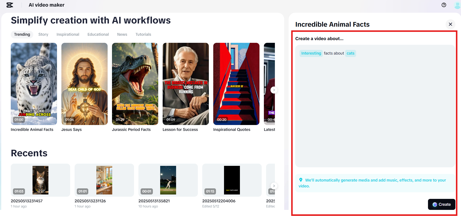 הזן רעיונות וייצר סרטון