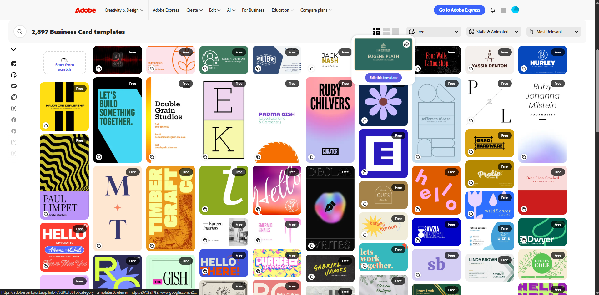Schnittstelle von Adobe – eine gute Ressource für Visitenkartenvorlagen in Photoshop