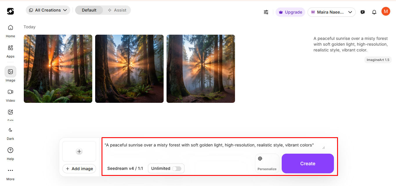 Imagine.Art - another best free AI wallpaper generator