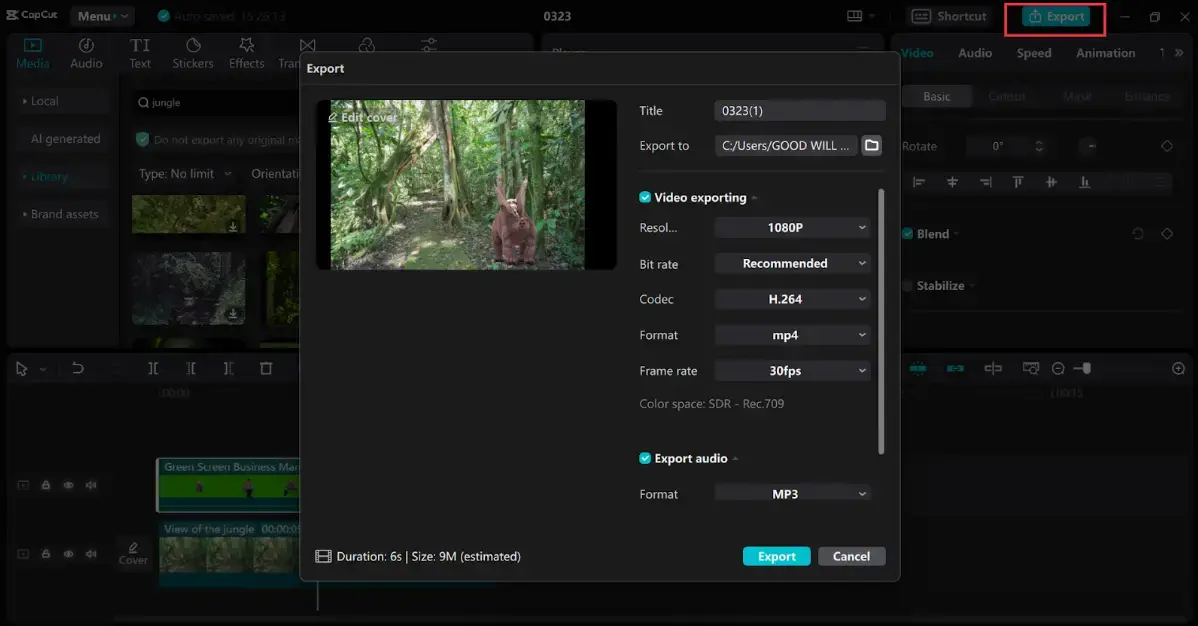 Export and share