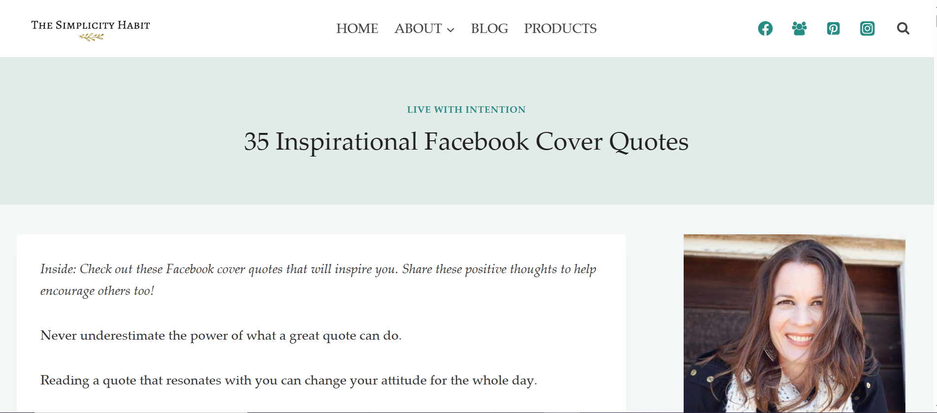 The Simplicity Habit - an online platform to pick up motivational Facebook cover photos