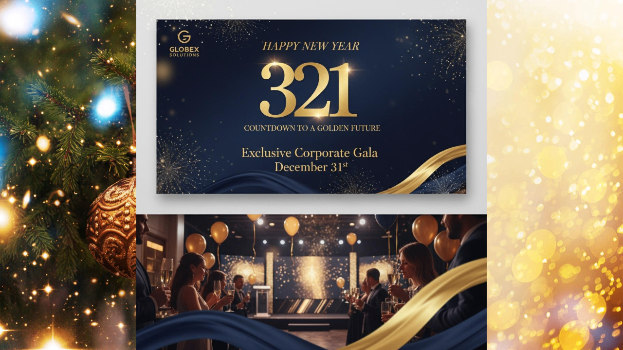 Corporate new year event banner