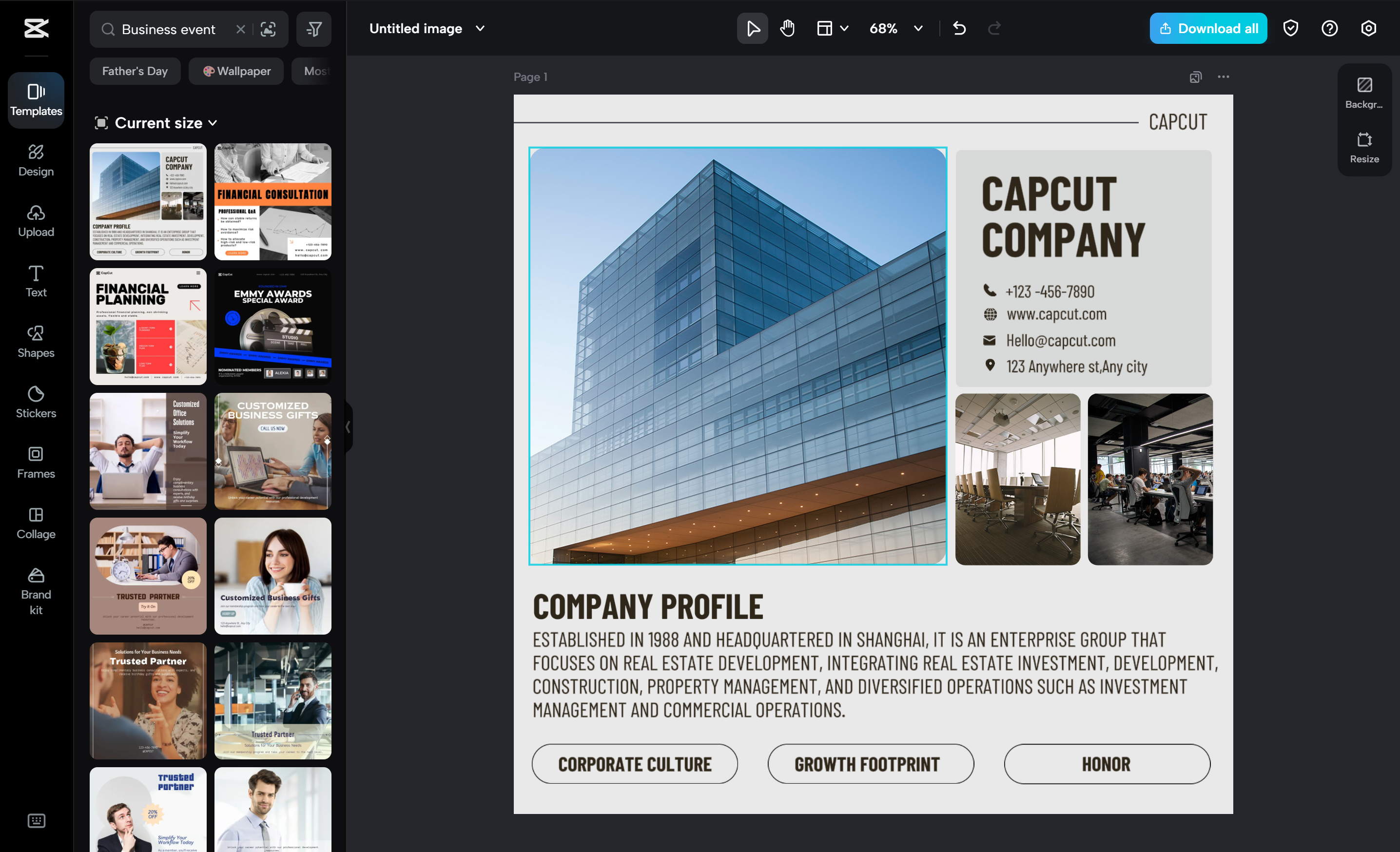 Mga flyer para sa event ng negosyo sa CapCut