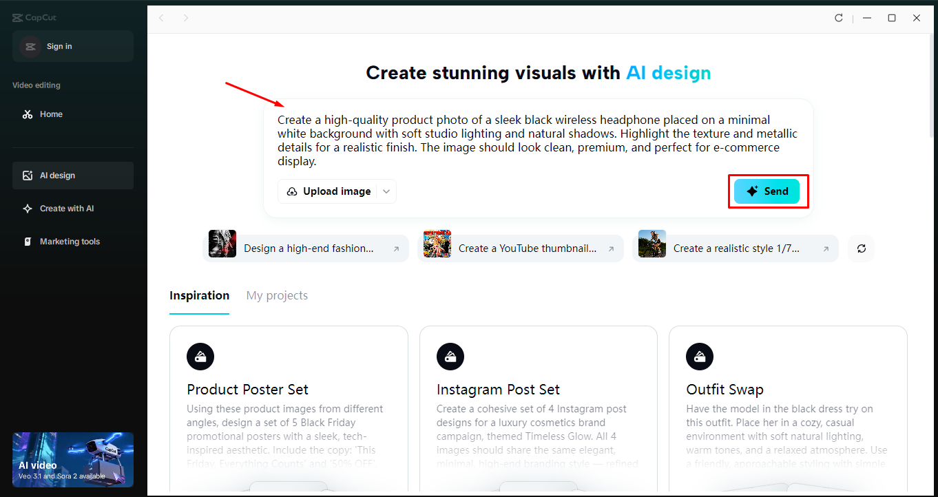 How to create a product image in the CapCut desktop video editor