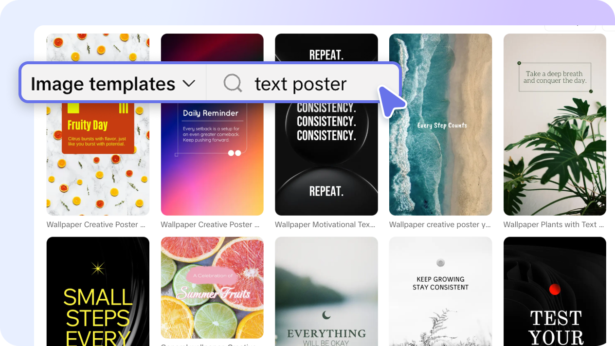 Pre-made text poster templates for a quick start