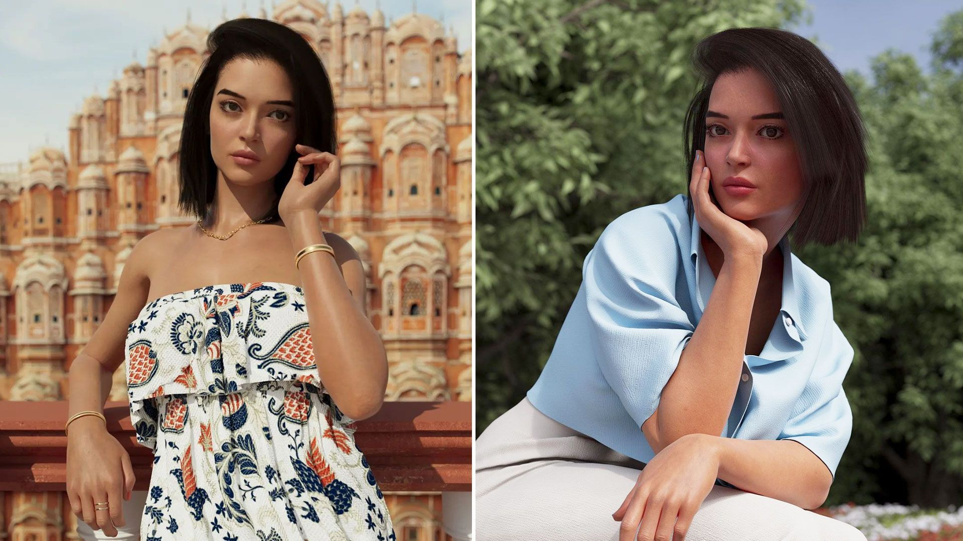 Kyra präsentiert ein Reiseziel als KI-Influencerin