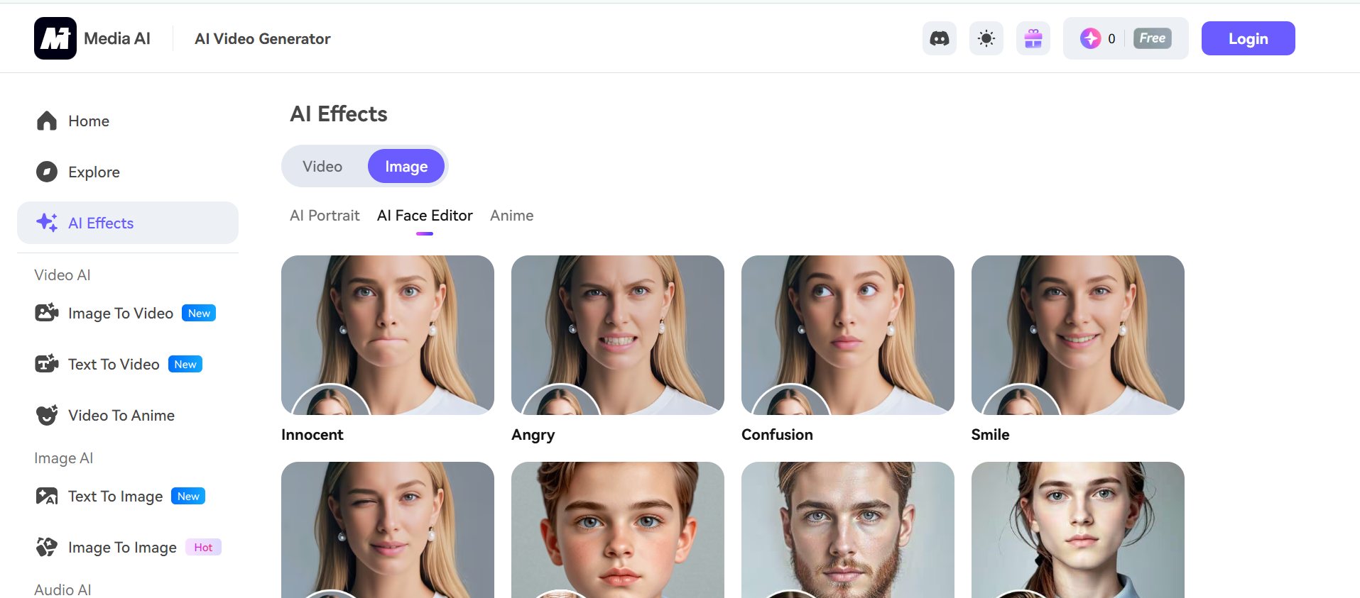 Media.io - online editor fotografií krása obličeje zdarma