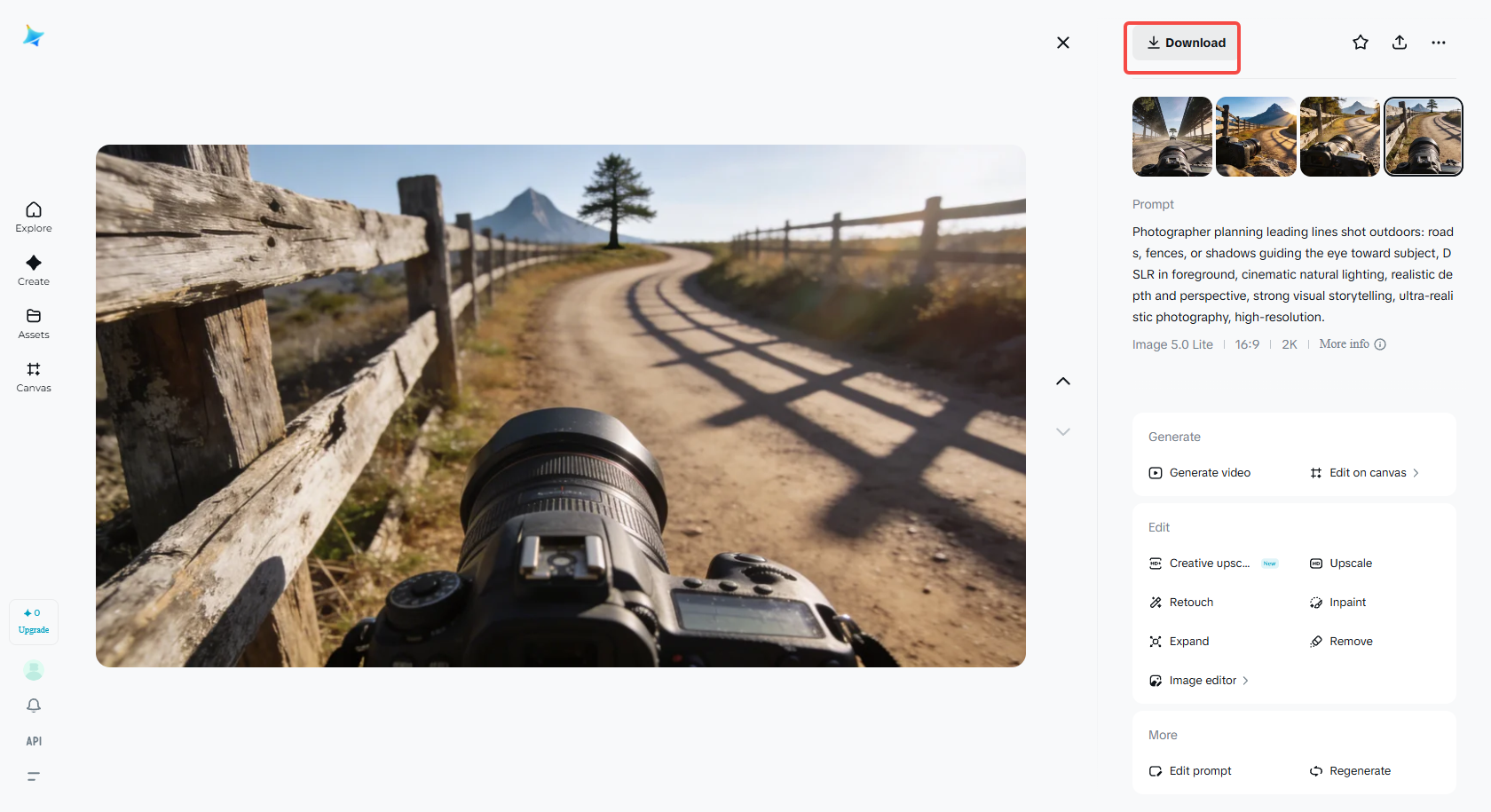 Reviewing and downloading the generated image